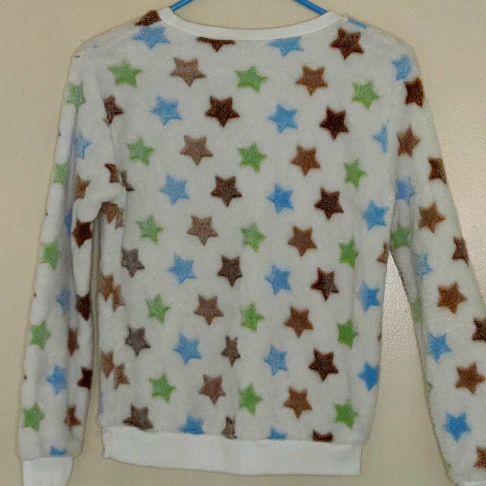 White Sweater with Multi-colored Stars